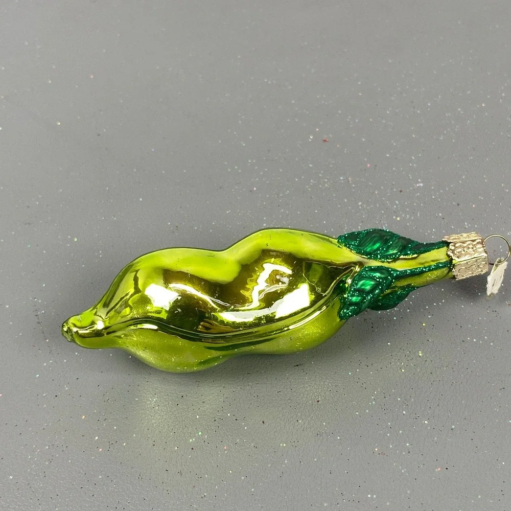 Old World Christmas Glass Holiday Ornaments Cigar & Two Peas In A Pod Lot